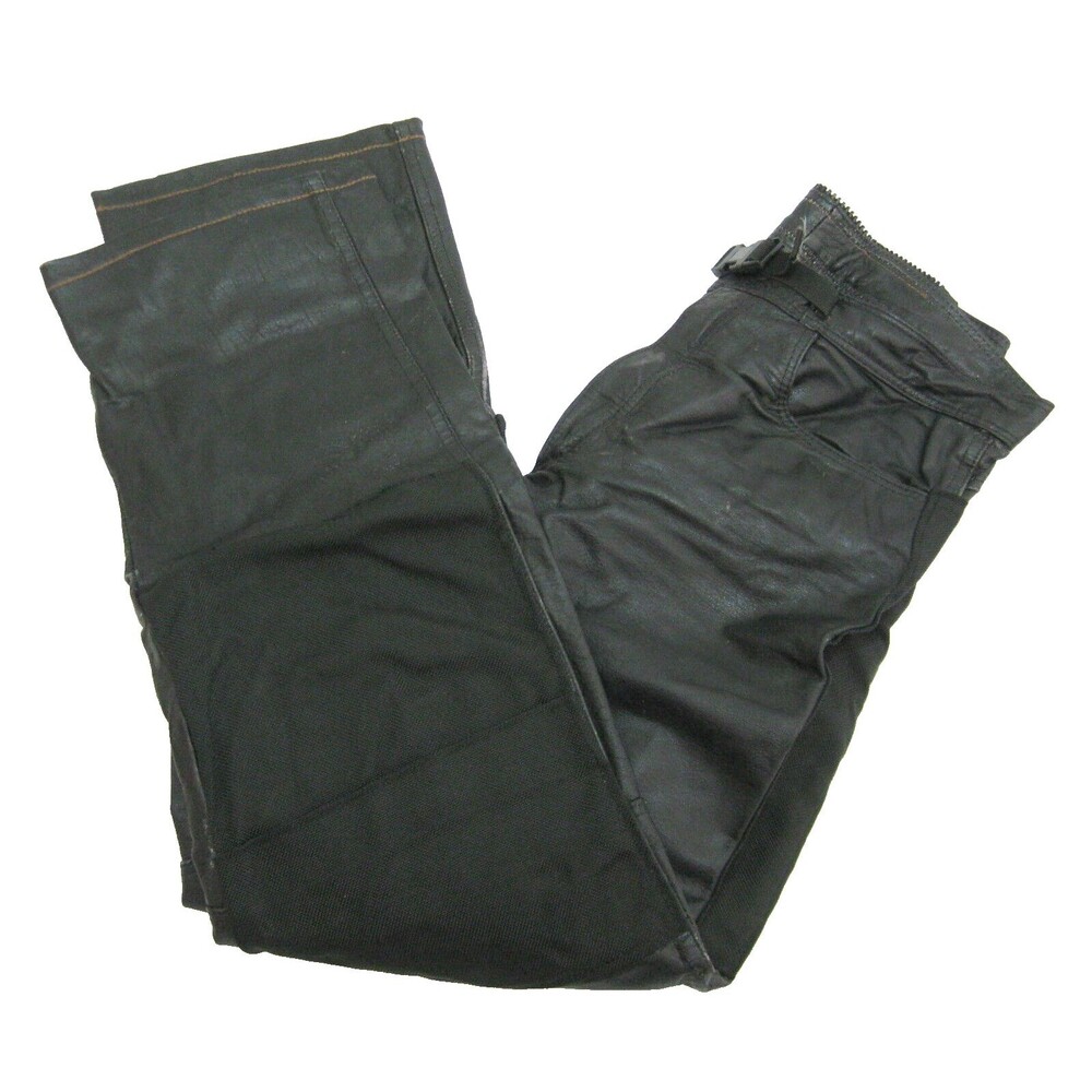 ICS Men's (Size 34x30) Black Genuine Leather Motorcycle Pants 3 Pockets Moto
